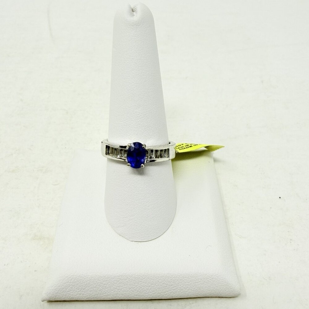 Shop LC Blue Masoala Sapphire/White Topaz Sterling Silver Size 9 Ring 5386